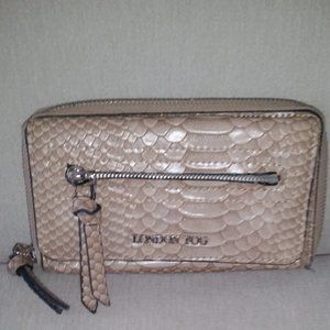 London Fog tan faux snakeskin wallet